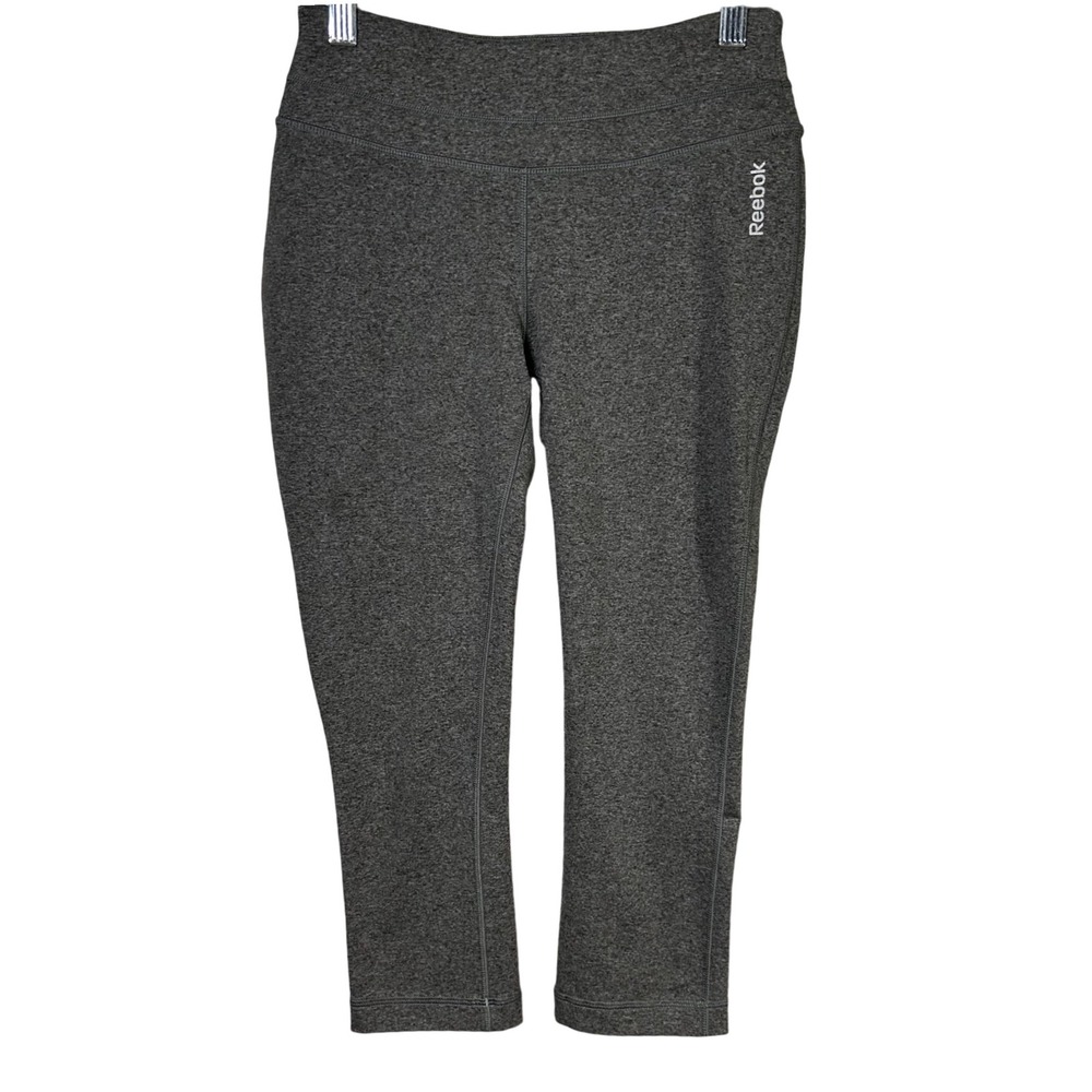 Reebok Womens Gray High Waist Capri Leggings Workout Athletic Small